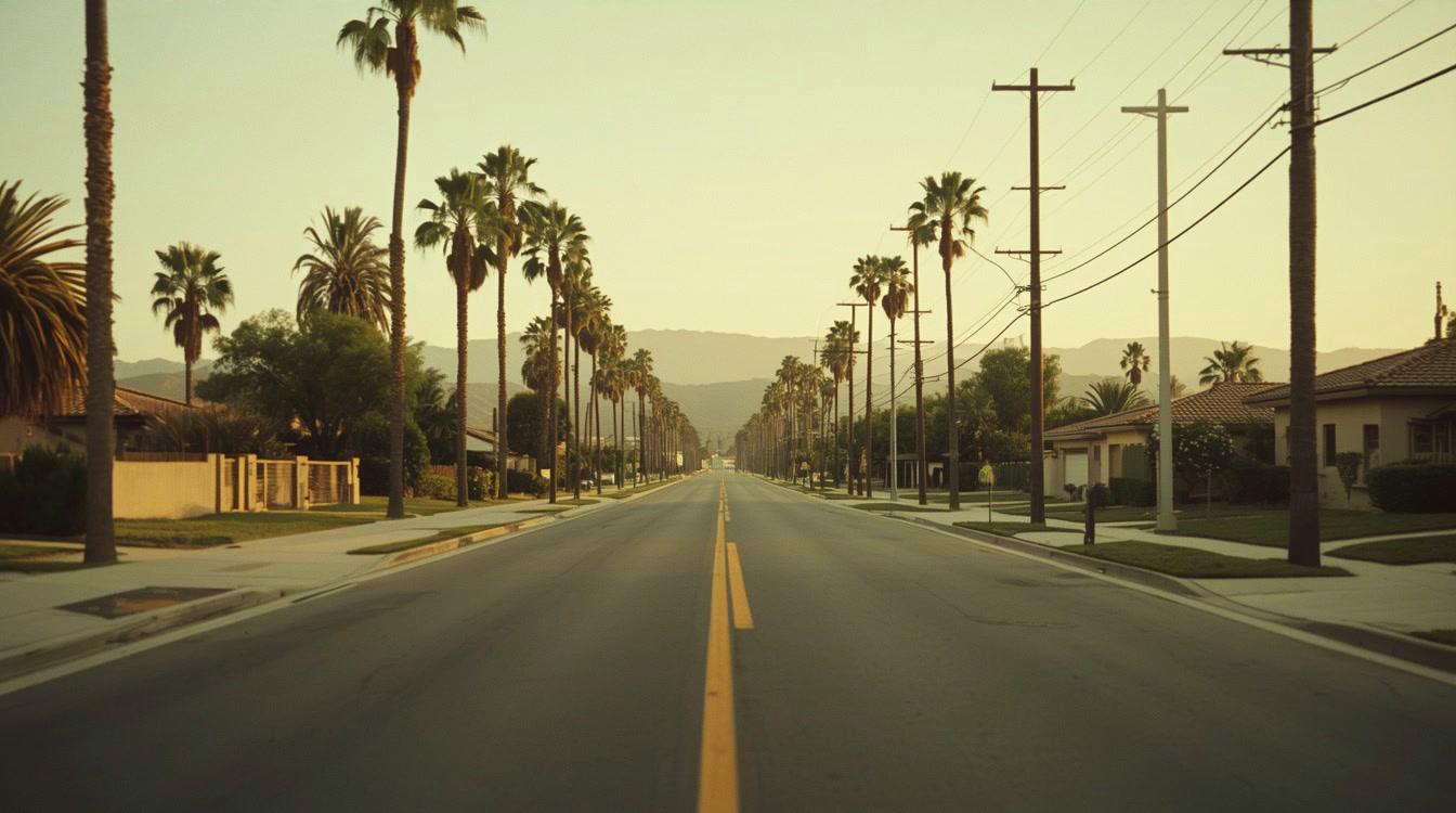 A quiet, palm-lined residential street in the San Fernando Valley